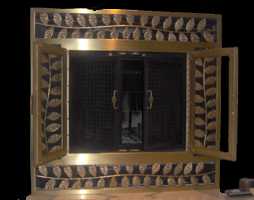 toronto custom made fireplace face screen brass leaf pattern image