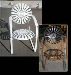 retro metal chair refinishing work from corroded to cool looks like new