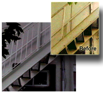 renovate refurbish refinish outdoor stairs and catwalk add pickets safety Toronto area